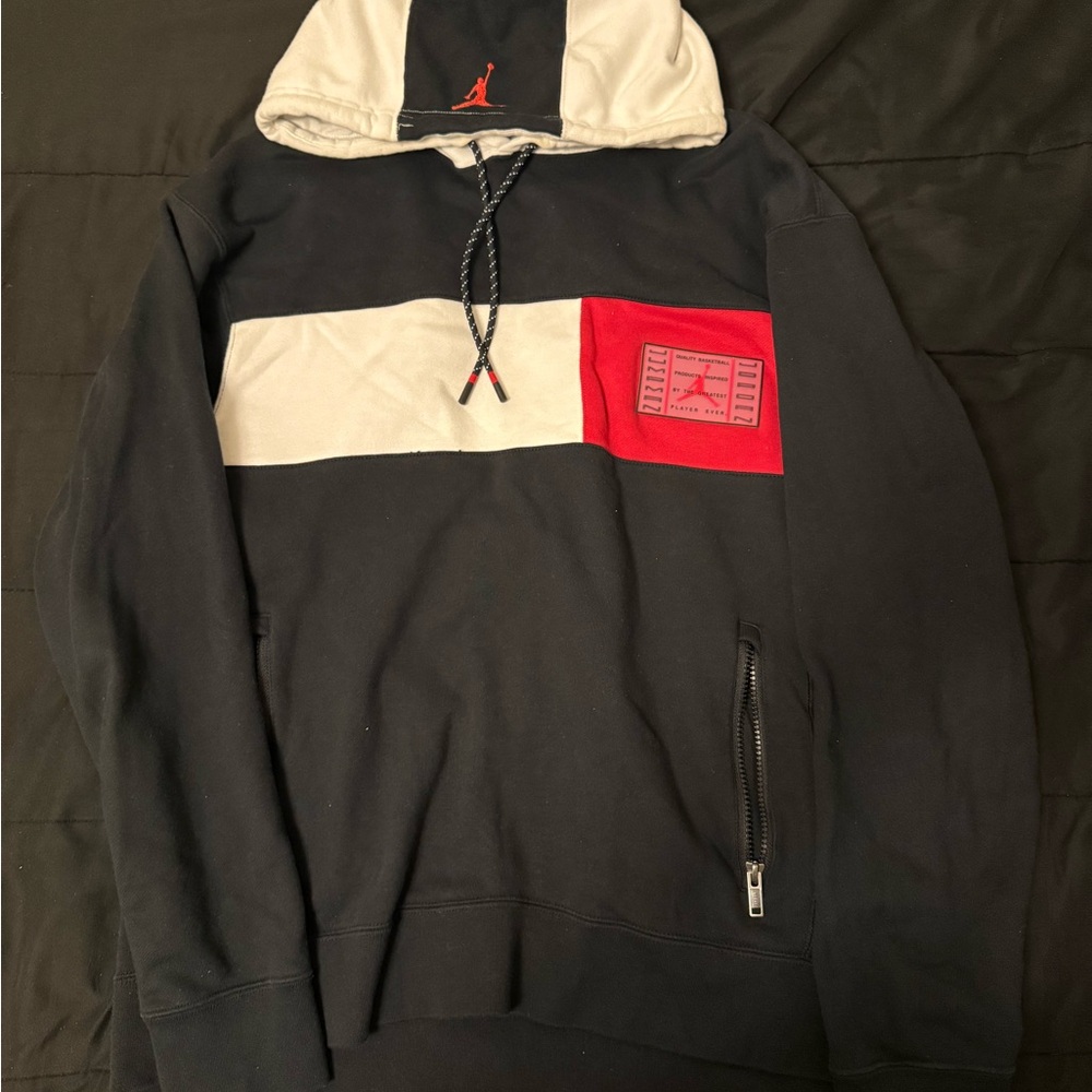 Jordan Black and Red Hoodie with White Accents
